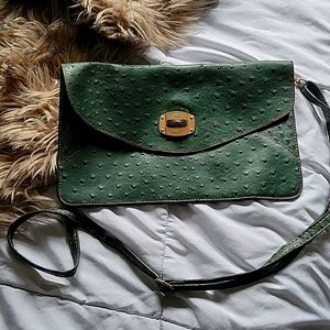 Faux ostrich envelope purse